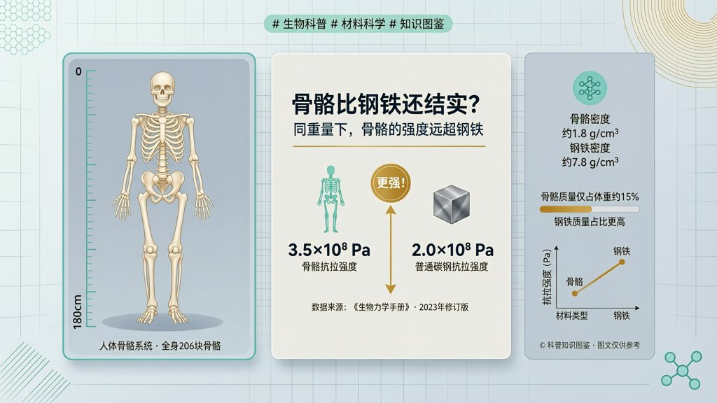 人体骨骼比同重钢铁还结实
