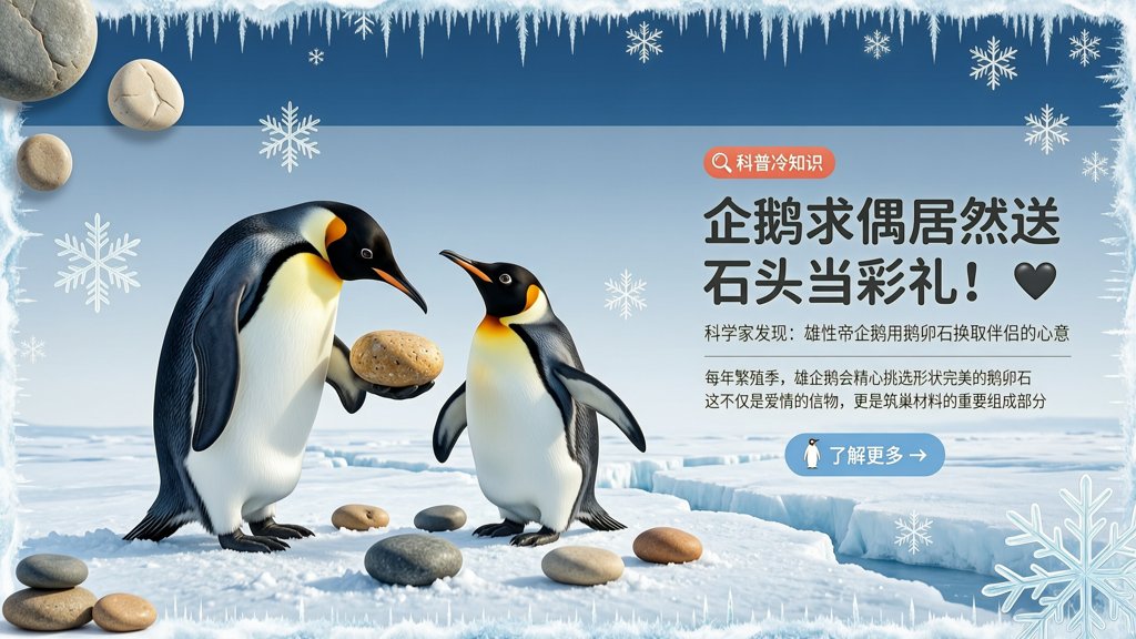 企鹅求偶居然送石头当彩礼