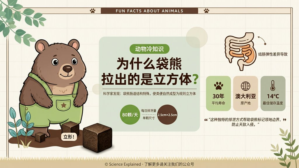 袋熊为何拉出立方体粪便？