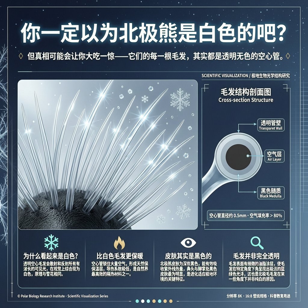 北极熊的毛其实不是白色的？