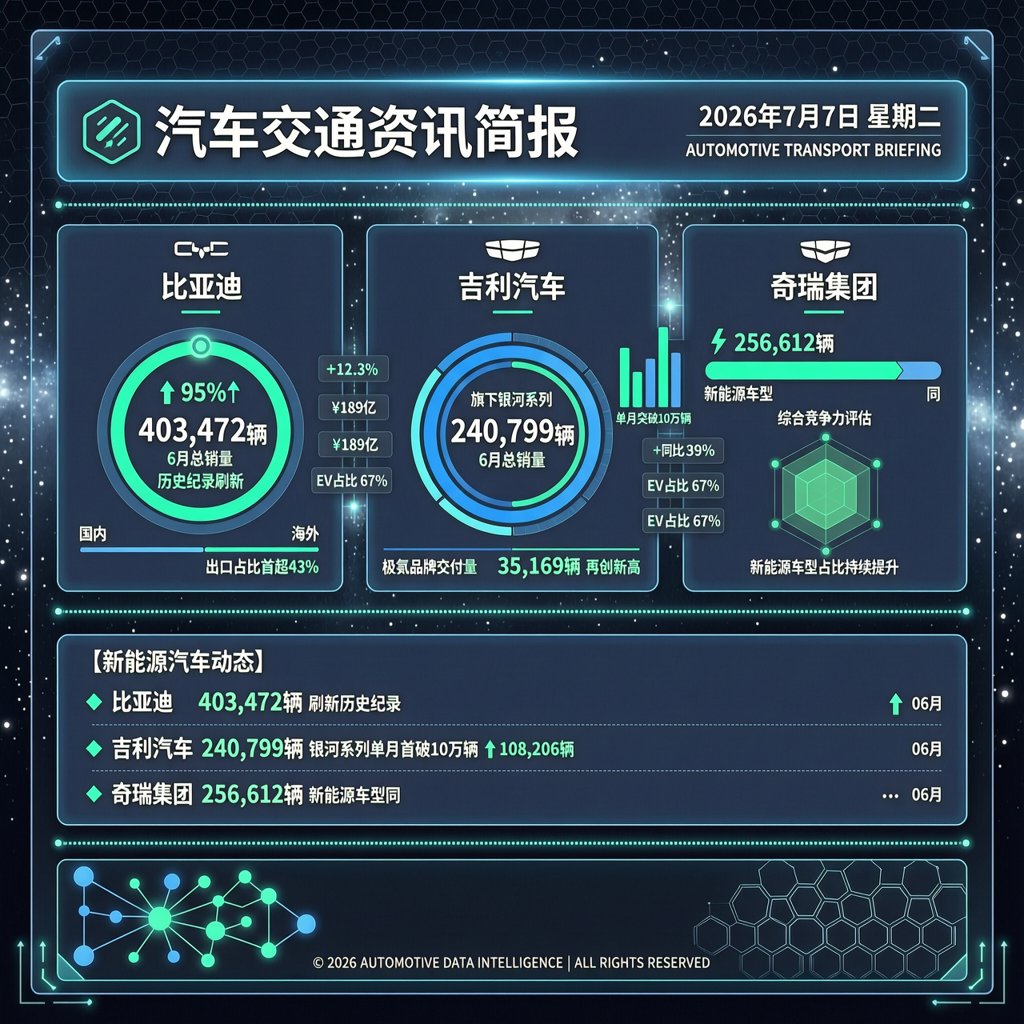 汽车交通资讯简报 | 2026年7月7日