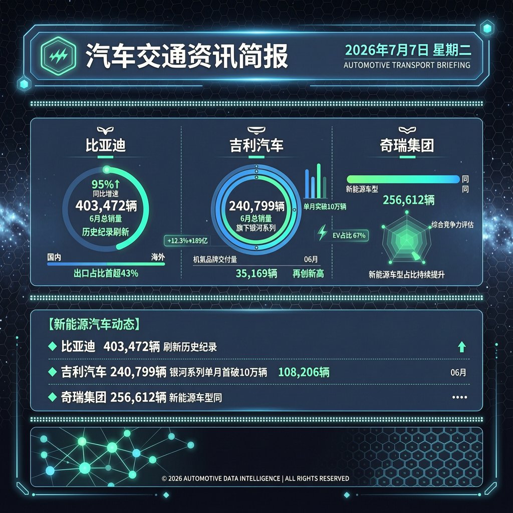 汽车交通资讯简报 | 2026年7月7日