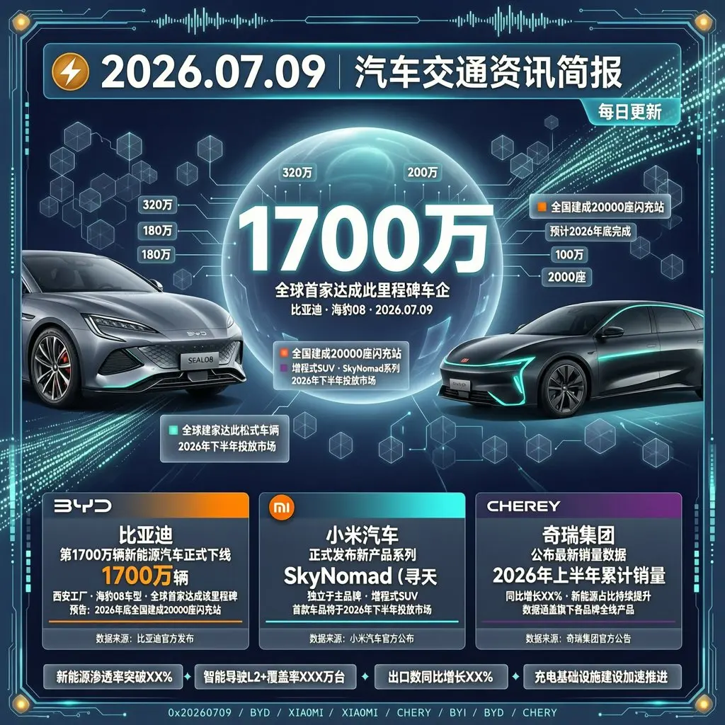 汽车交通资讯简报 | 2026年07月09日