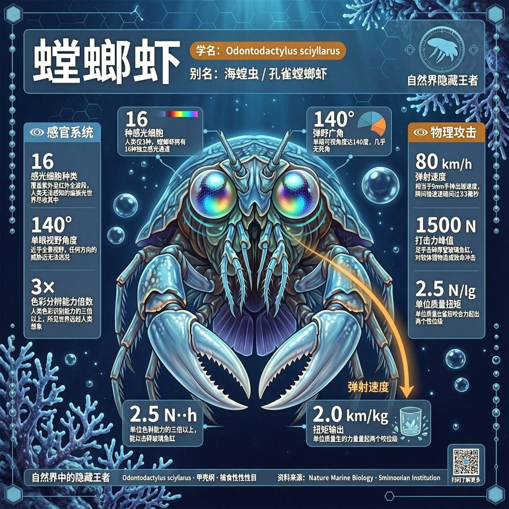 螳螂虾：眼睛能看偏振光，拳头能把玻璃敲碎