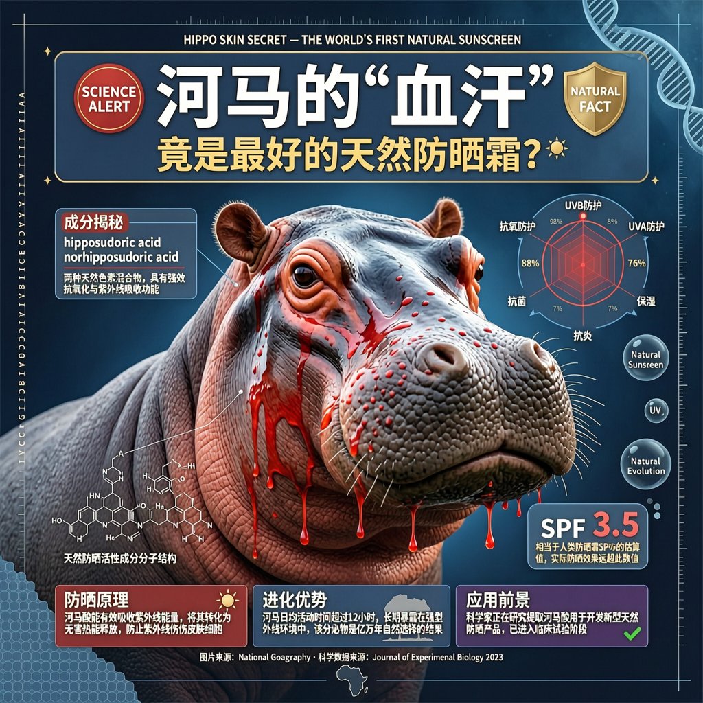 河马”流血汗”竟是最好的天然防晒霜